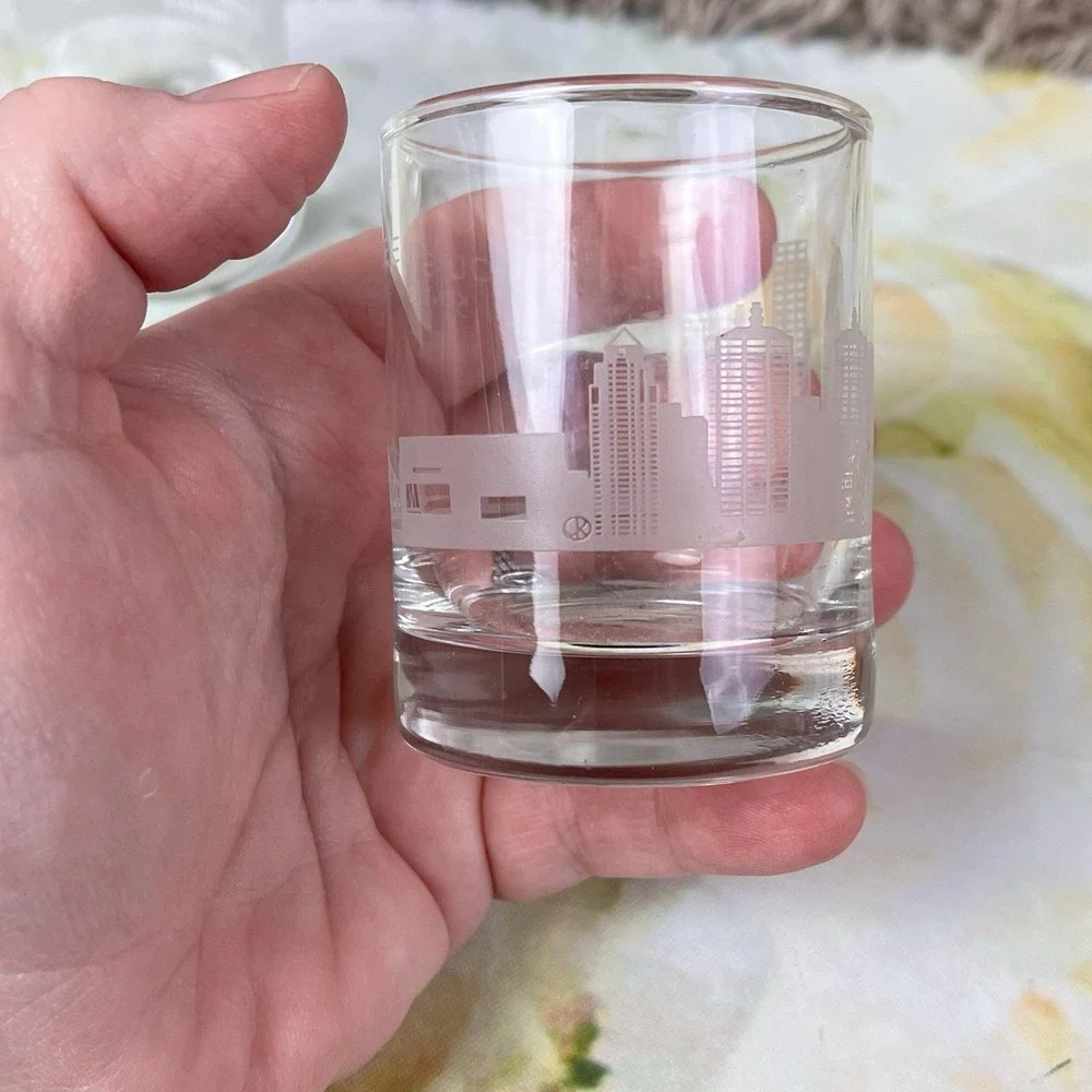 2 Jim Beam Urban Stillhouse Louisville Kentucky Shot Glass Glasses Scenery Thick